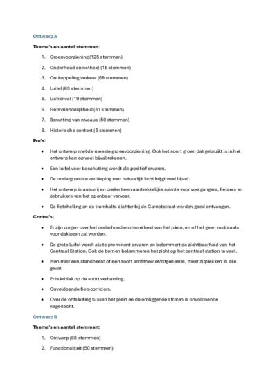 Samenvatting bevraging wedstrijdontwerpen