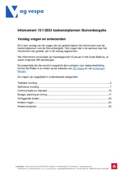 Verslag vragen en antwoorden infomoment toekomstplannen Stuivenbergsite 15/1/2024