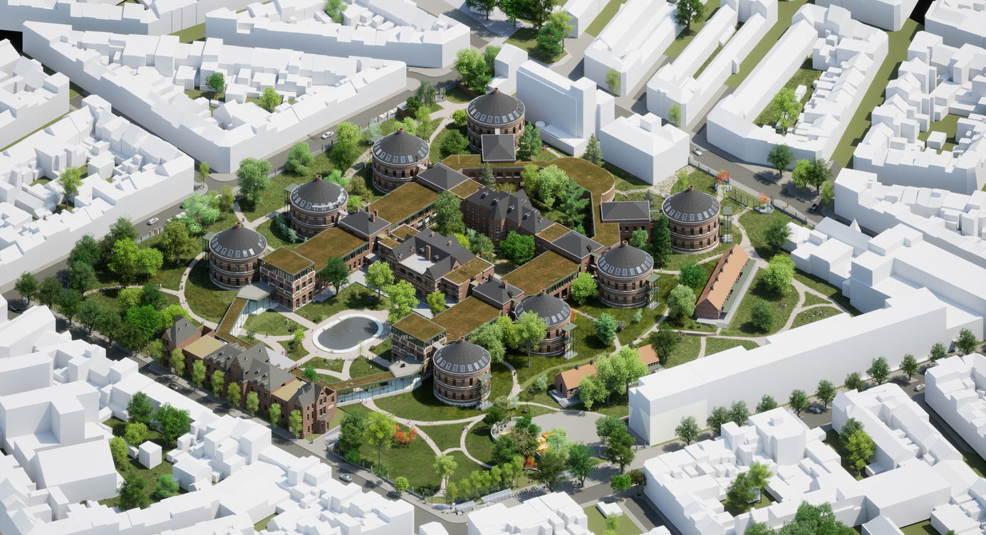 Zo zou het terrein van het Stuivenbergziekenhuis er in de toekomst kunnen uitzien