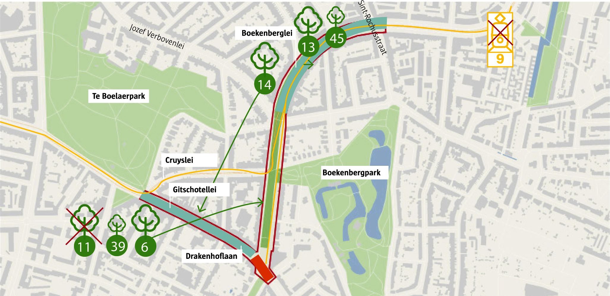 Update bomenbalans Boekenberglei